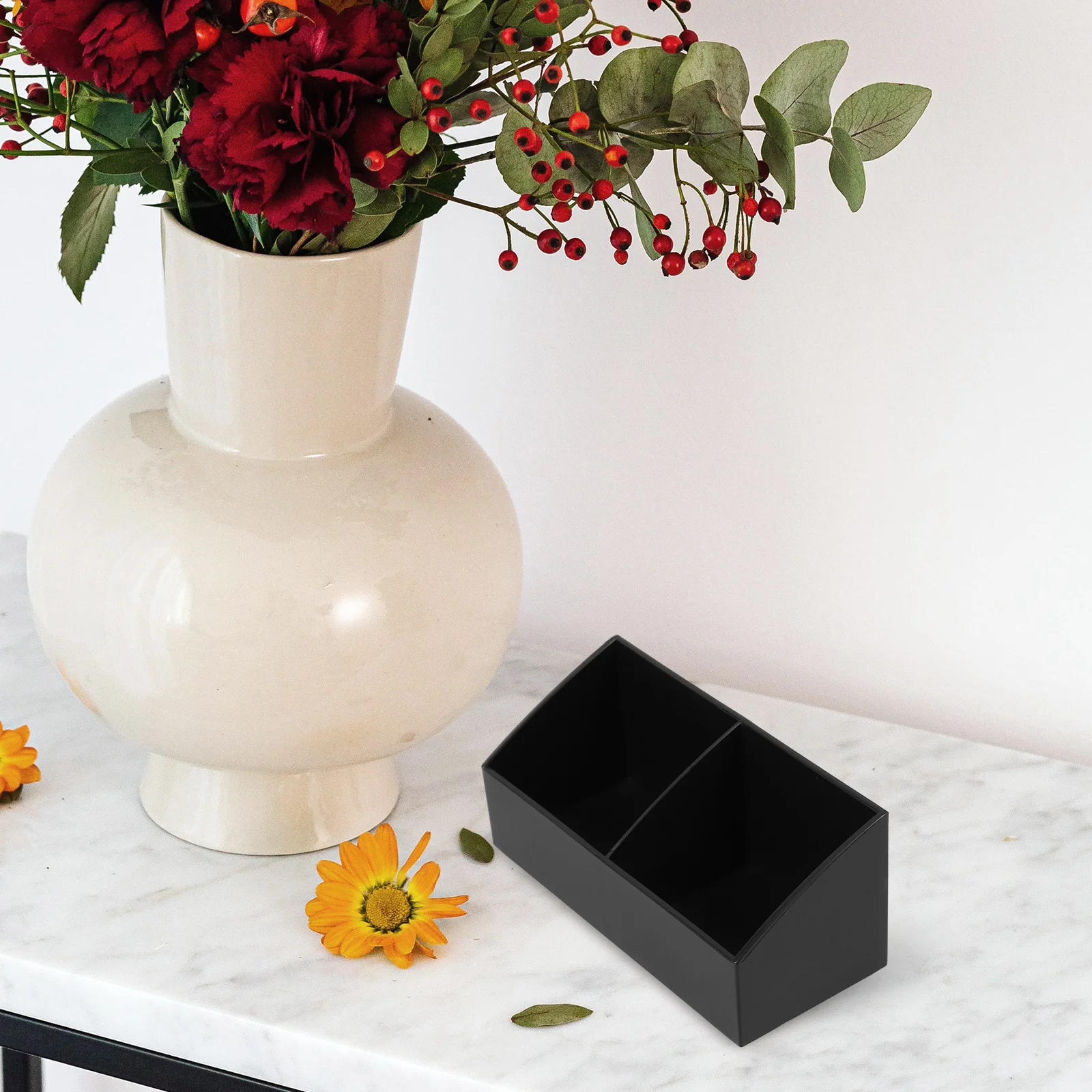 

Sturdy 2-Compartment Tea Bag Holder Versatile Desktop Organizer for Coffee Bar Shop Tea Bag Holder Coffee Station Organizer