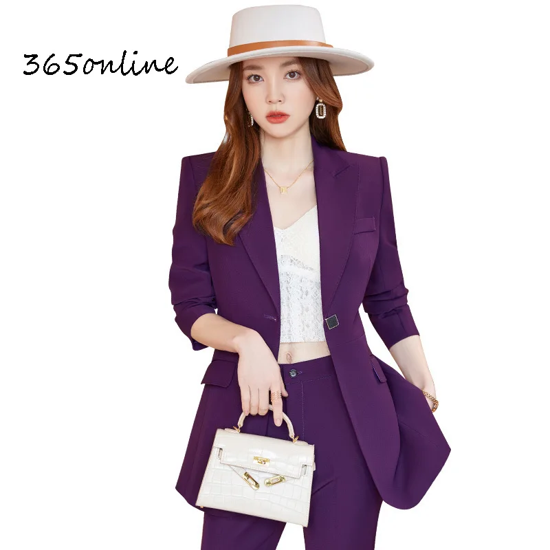 

Autumn Winter Women Business Suits with Pants and Jackets Coat Long Sleeve Professional Pantsuits Blazers Ladies Trousers Set