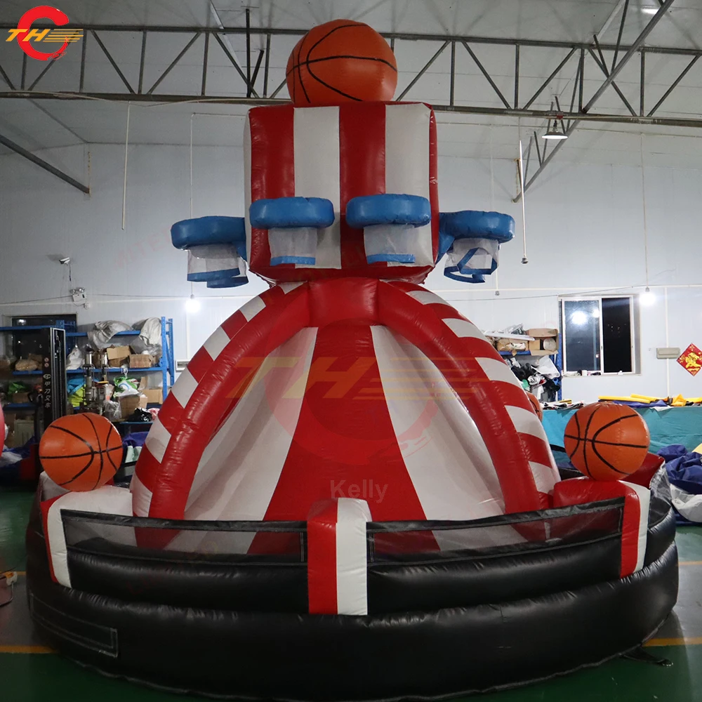 Transporte rápido 4x3.5m 8 jogadores infláveis basquete jogar bolas de jogo tiro inflável carnaval brinquedos eventos festa aluguel