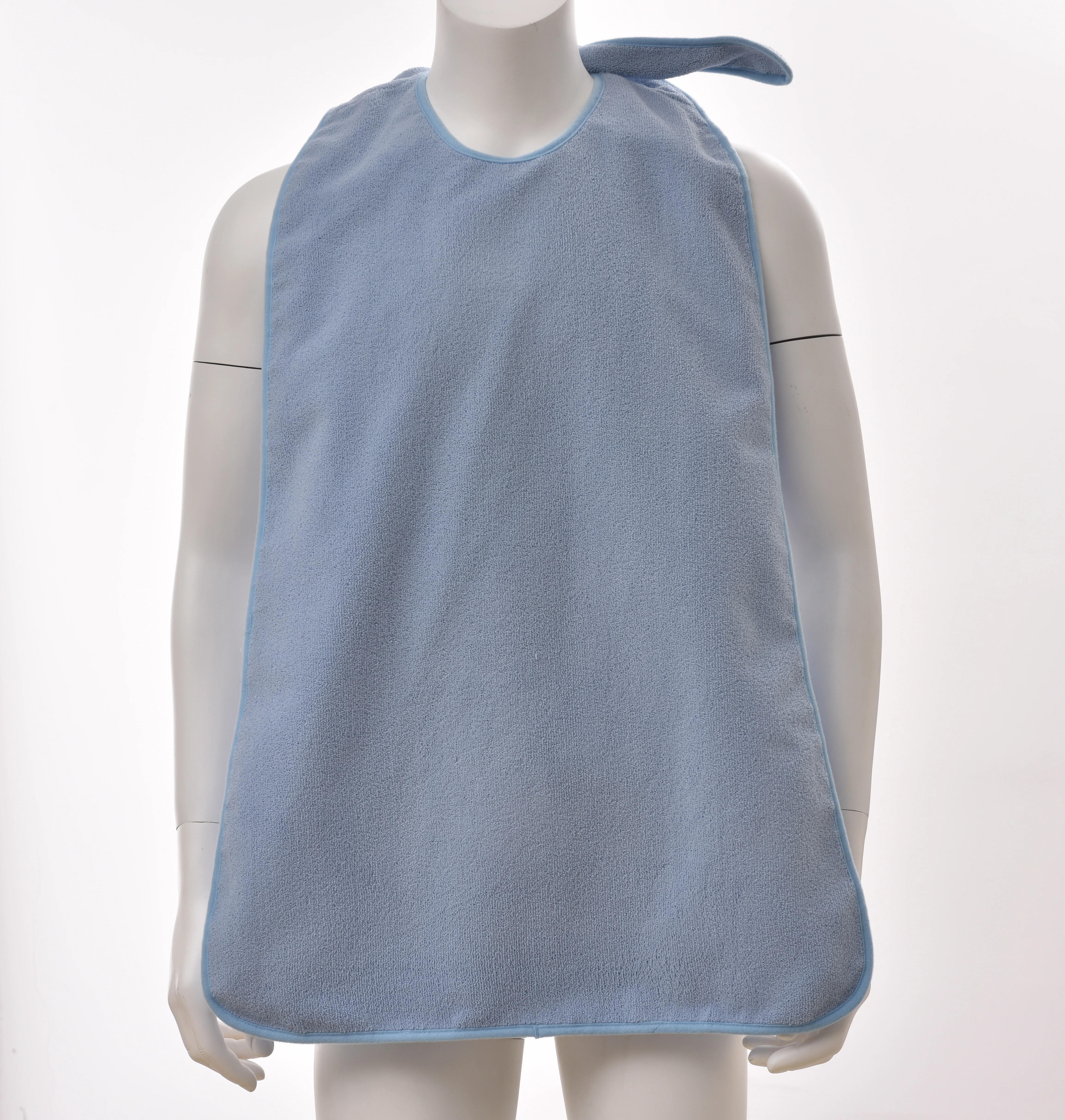 Terry Adult Bib with Button Closure and 10cm Adjustable Crumb Catcher