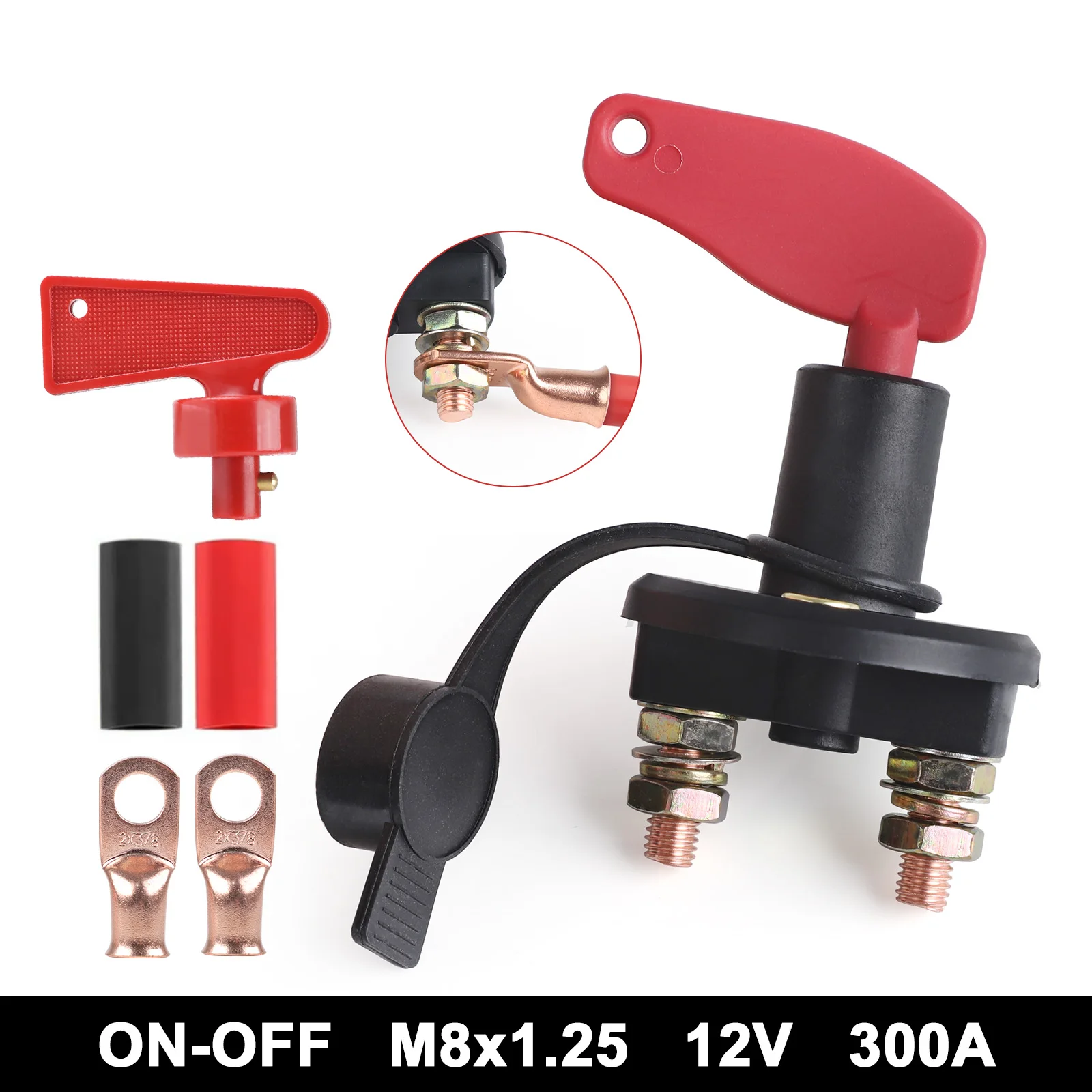 Battery Disconnect Switch 300A Battery Master Isolator Cut Off Power Kill Switch with 2 Keys For Car Boat RV ATV Auto Truck
