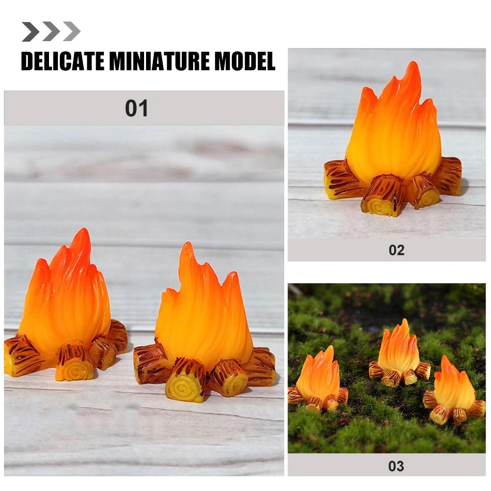 

10 Pcs Decorations Bonfire Ornaments Miniature House Camp Model Figurine Campfire Orange Scene Fake Little Toy