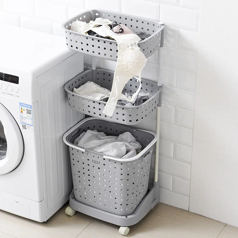 

Bathroom Dirty Clothes Basket Rack Multilayer Laundry Bucket Household Toilet Storage Rack Bedroom Clothes Storage Bucket