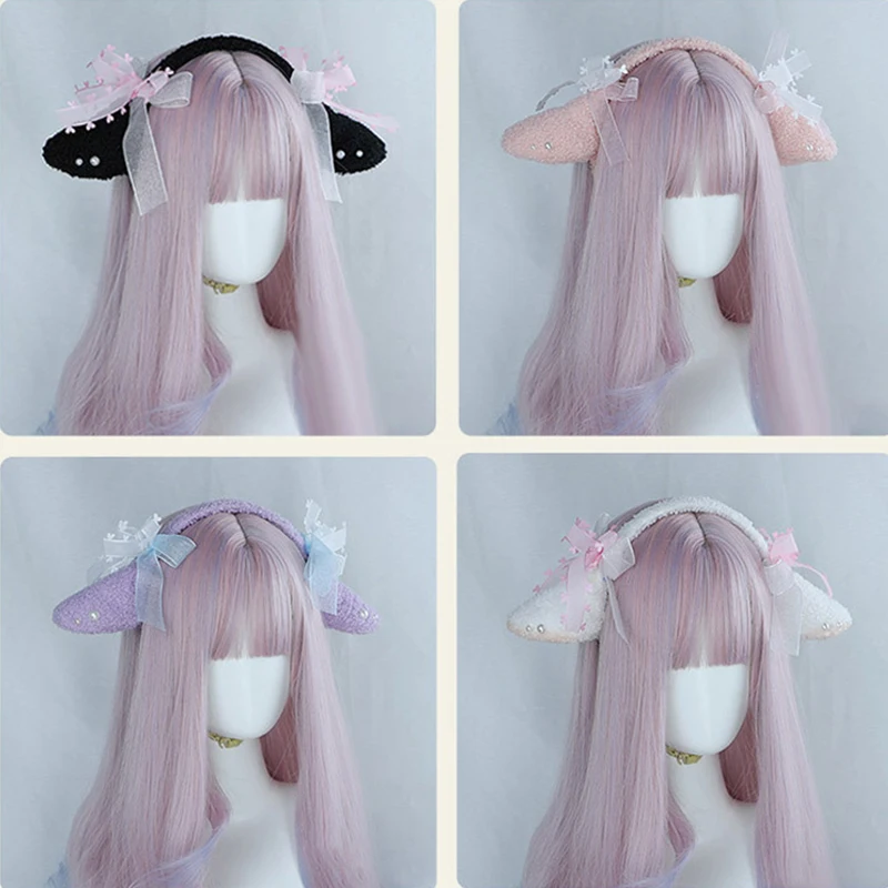 Girls Sheep Ear Heabbands Cute Animal Cartoon Lamb Ears Halloween Party Hair Plush Accessores Headpiece Birthday Gifts