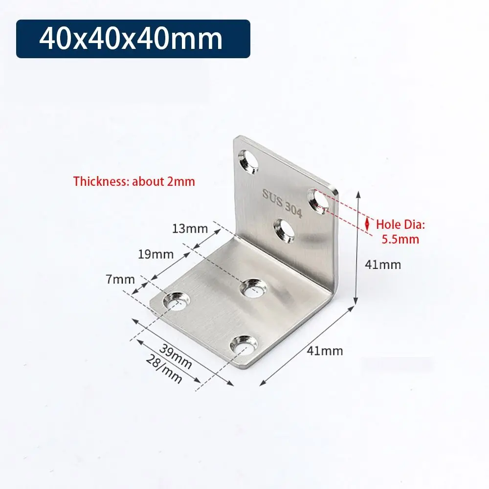 1Pcs Cabinet Screens Wall Angle Bracket SUS304 Stainless Steel Furniture Fastener Corner Brace Joint L Shape