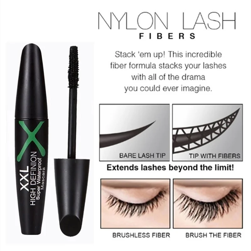 Mascara 4D waterproof noir, extension de cils, longue tenue, maquillage de beauté