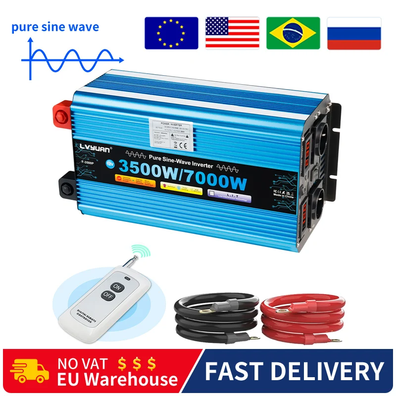 power Inversor combertidor conversor convertisseur solar inverter 12v 24v 110v 220v 50hz 60hz pure sinus onda pura 7000w reales