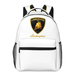 Logo Lamborghini Glossy Backpacks Boys Girls Bookbag Students School Bags Cartoon Kids Rucksack Shoulder Bag Large Capacity