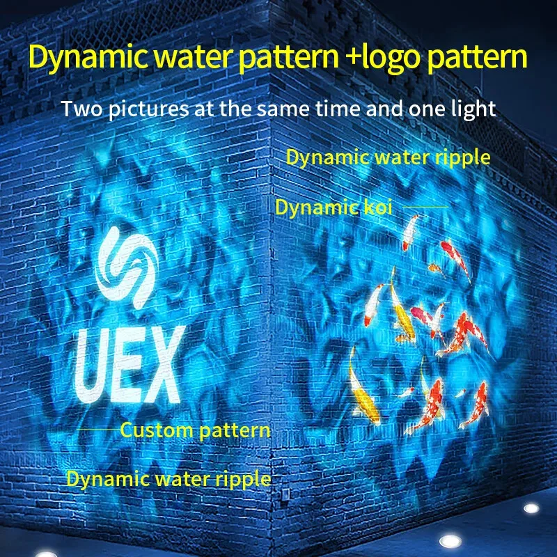 dynamic water ripple special effect fish double-head projection koi spotlight logo advertising door outdoor atmosphere lighting