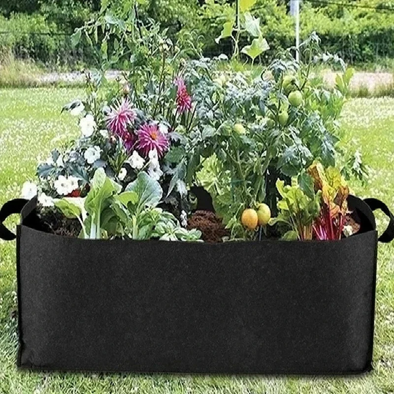 1pc Felt Grow Pots Rectangle Growing Pots Fabric Planting Bags Flower Planter Bags Outdoor Garden Vegetable Planting Container