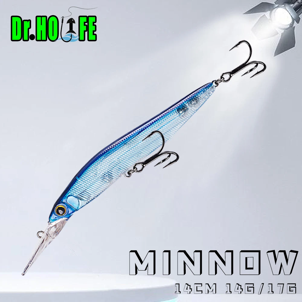 Dr.Holife 1PCS Minnow Fishing Lure Deep Diving Bill Minnow Bait 14G/17G Artificial Hard Bait Float/Sink Plastic Fishing Lure