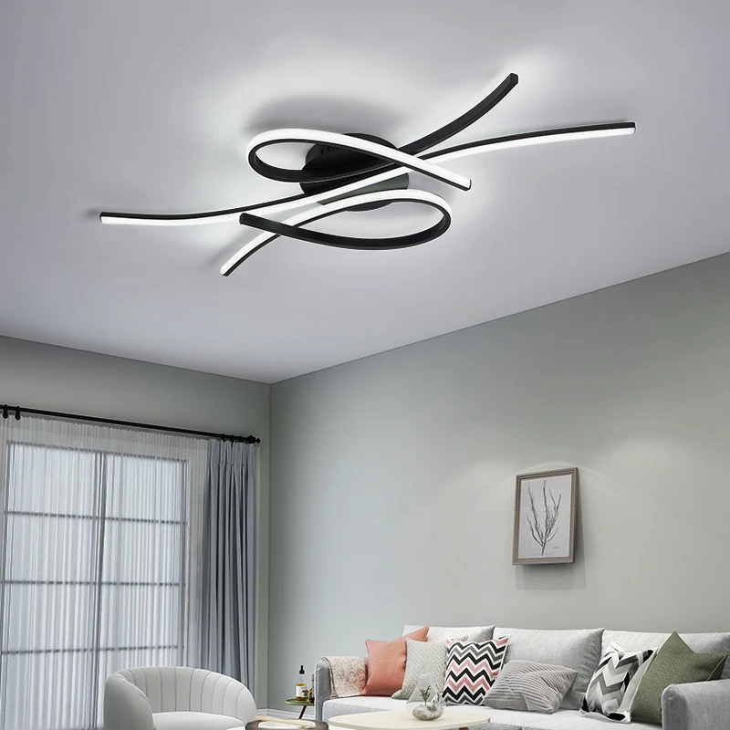 NEO Gleam Remote Controller Modern Led Ceiling Lights For Living Room Bedroom Dimmable LED Ceiling Lamp Fixtures Black Color