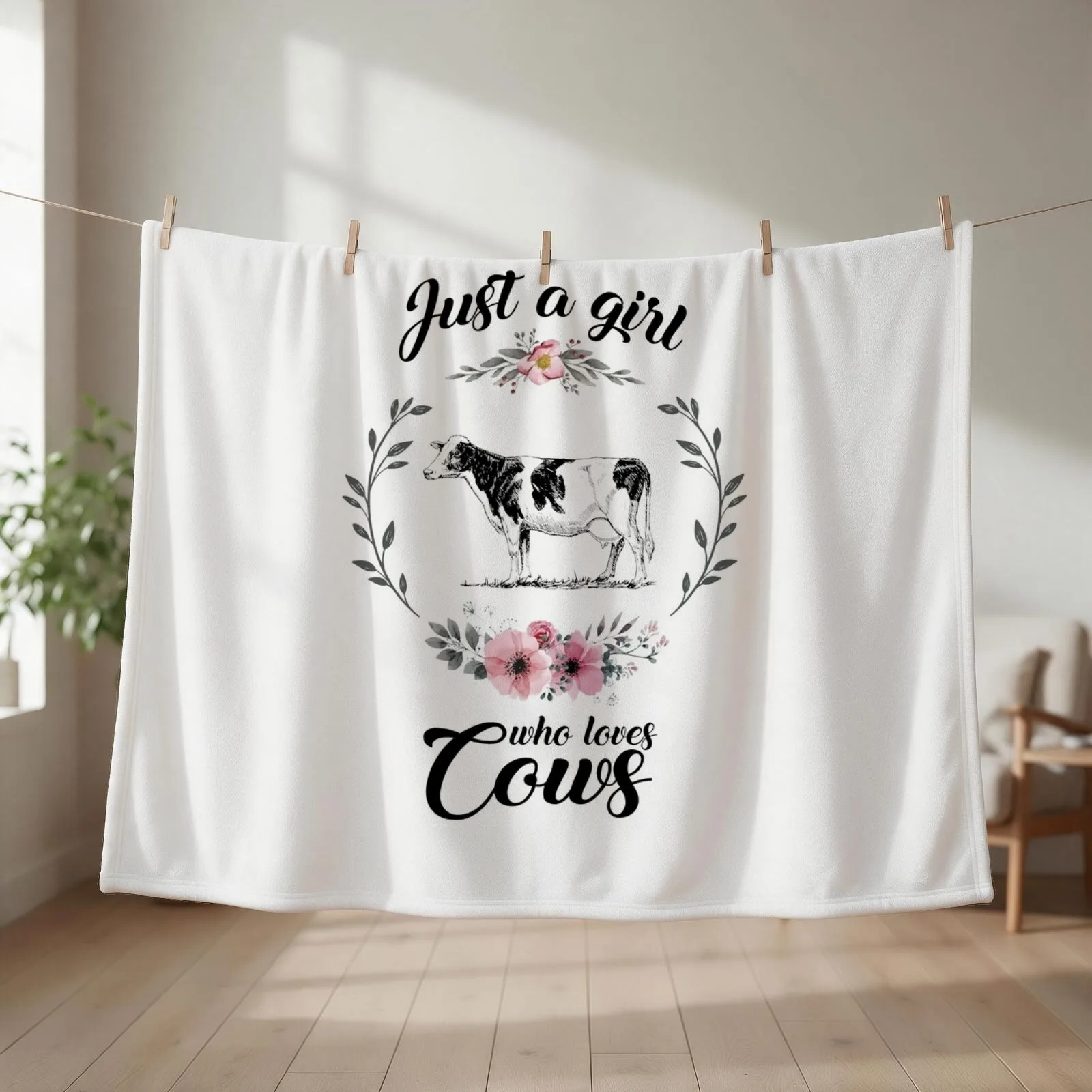 Girl's Cow Just a Girl who loves Cows Cow Lover Cow Mom Owner Gift for Women Farm Gift Throw Blanket Luxury Thicken Blankets