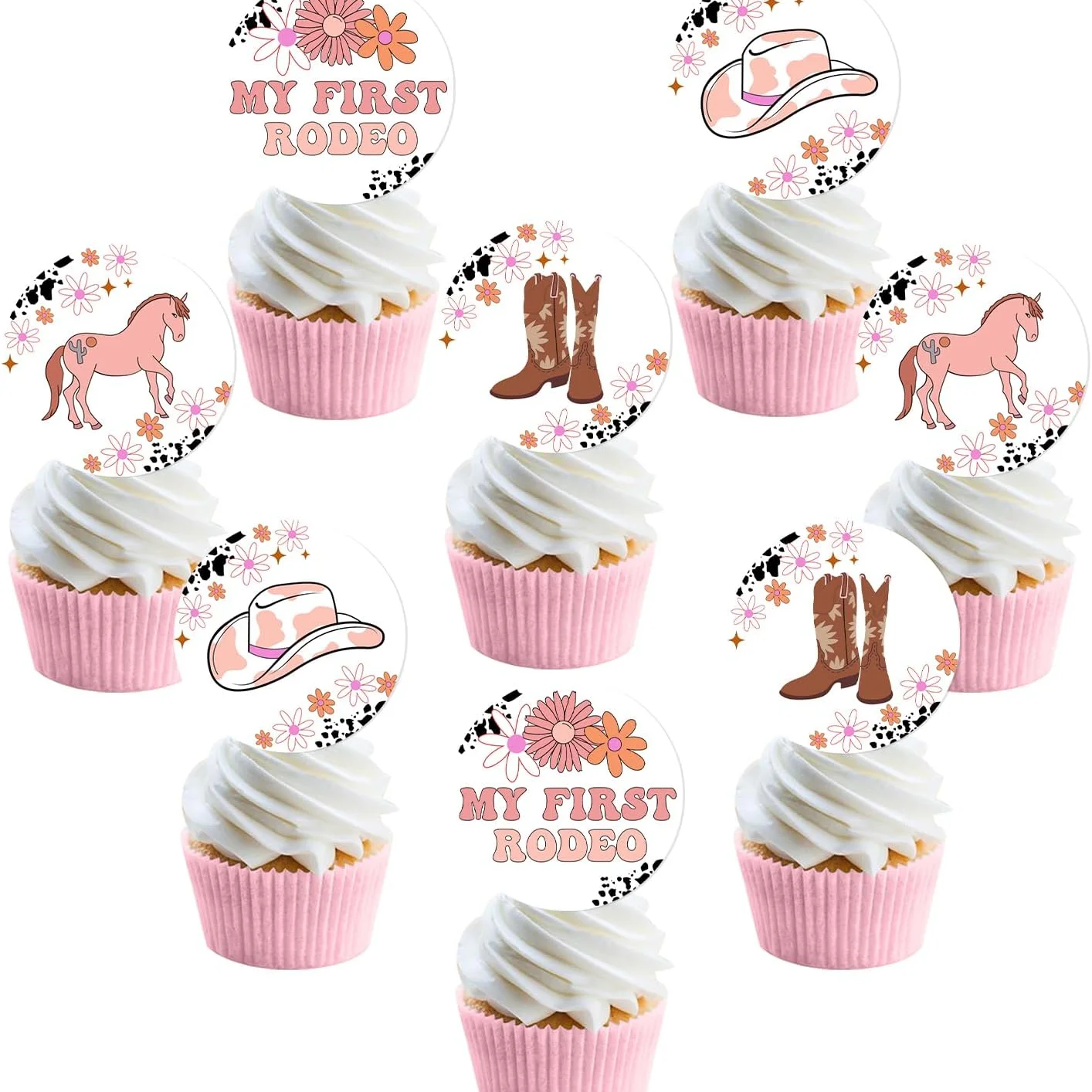 

Сюрприз, 36 шт., ковбойка для девочек на 1-й день рождения, топперы для капкейков, для девочек, в западном стиле, ромашки, товары для 1-го дня рождения