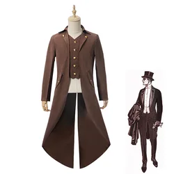 Medieval Retro Brown Tailcoat Mens Jacket Coats Swallowtail Dust Cosplay Steam Punk Costume Palace Dress Europe Uniform