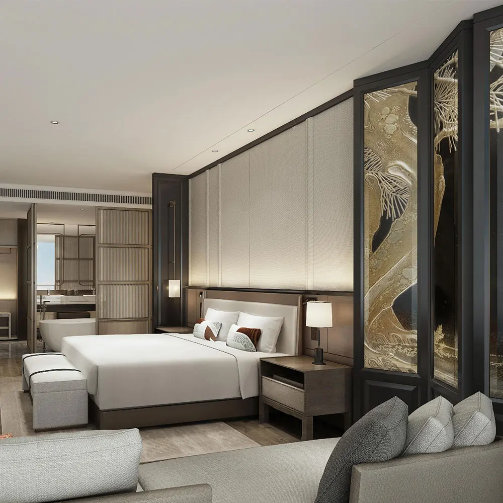 

Высококачественные современные роскошные наборы мебели для спальни для 5-звездочных отелей, включая шкафу-кровать и диван