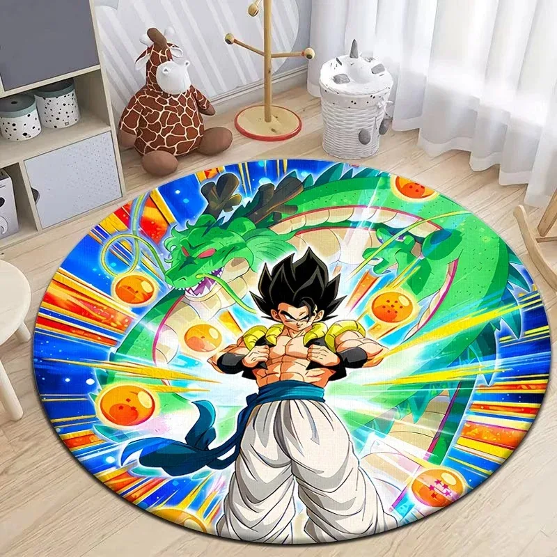 MINISO Dragon-Ball Anime พรมกันลื่นสําหรับห้องนั่งเล่นห้องนอนวงกลมพรมเครื่องล้างทําความสะอาดได้รอบพรมตกแต่ง