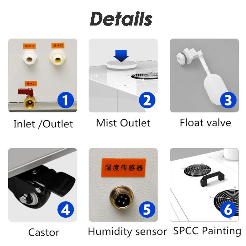 DOROSIN Industrial Ultrasonic Humidifier 220V Intelligent Humidity Setting Mist Maker Commercial Water Diffuser Sprayer 03A-15A