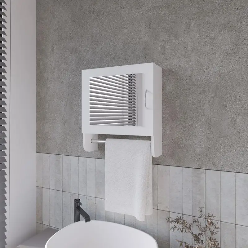 

White Pine Medicine Cabinet with Towel Bar and Mirror, Melamine Finish