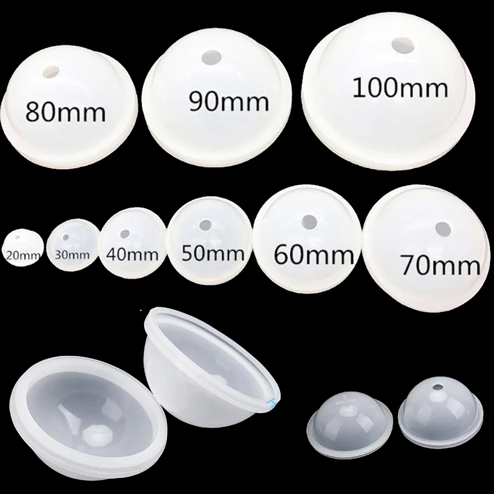 3D 20/30/40/50/60/70/80/90/100 Sphere Ball Silicone Mold Round Clear Mould UV Epoxy Resin Craft Supplies Epoxy Resin Soft Mould