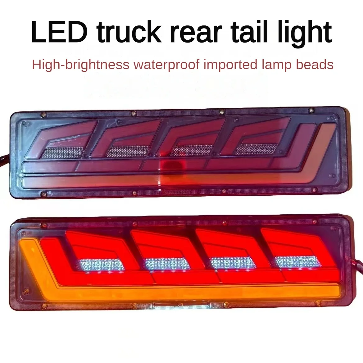 Pop 2x New Truck Rear Tail Light Assembly Trailer Tail Lamp 24v Waterproof Water Flow Turning Brake High Brightness Reverse Fog