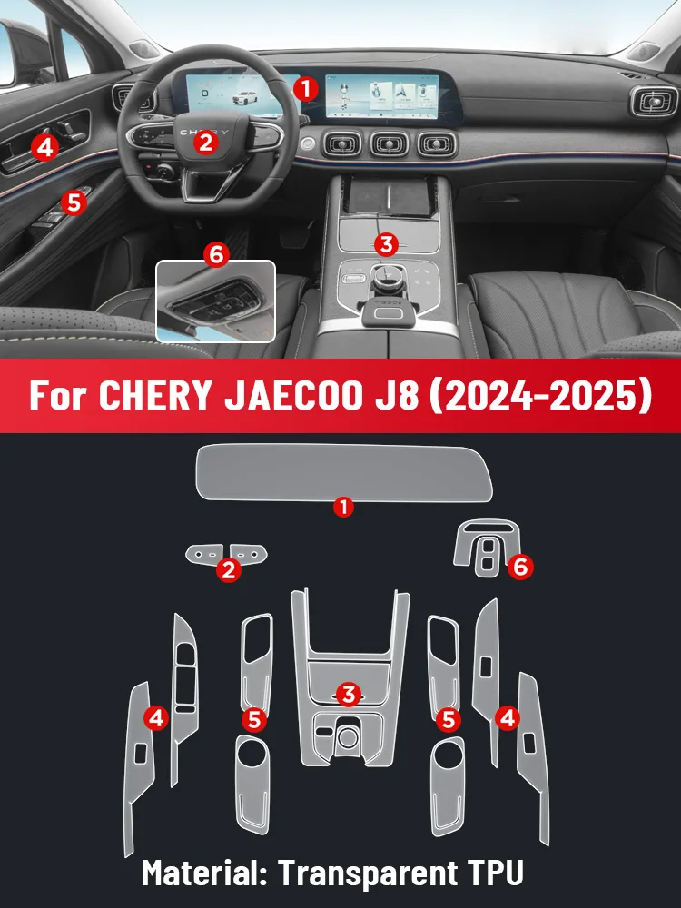 Interior TPU For JAECOO J8 2024 2025 Protective Film Cover Anti-Scratch Navigation Screen Automotive Film Accessories