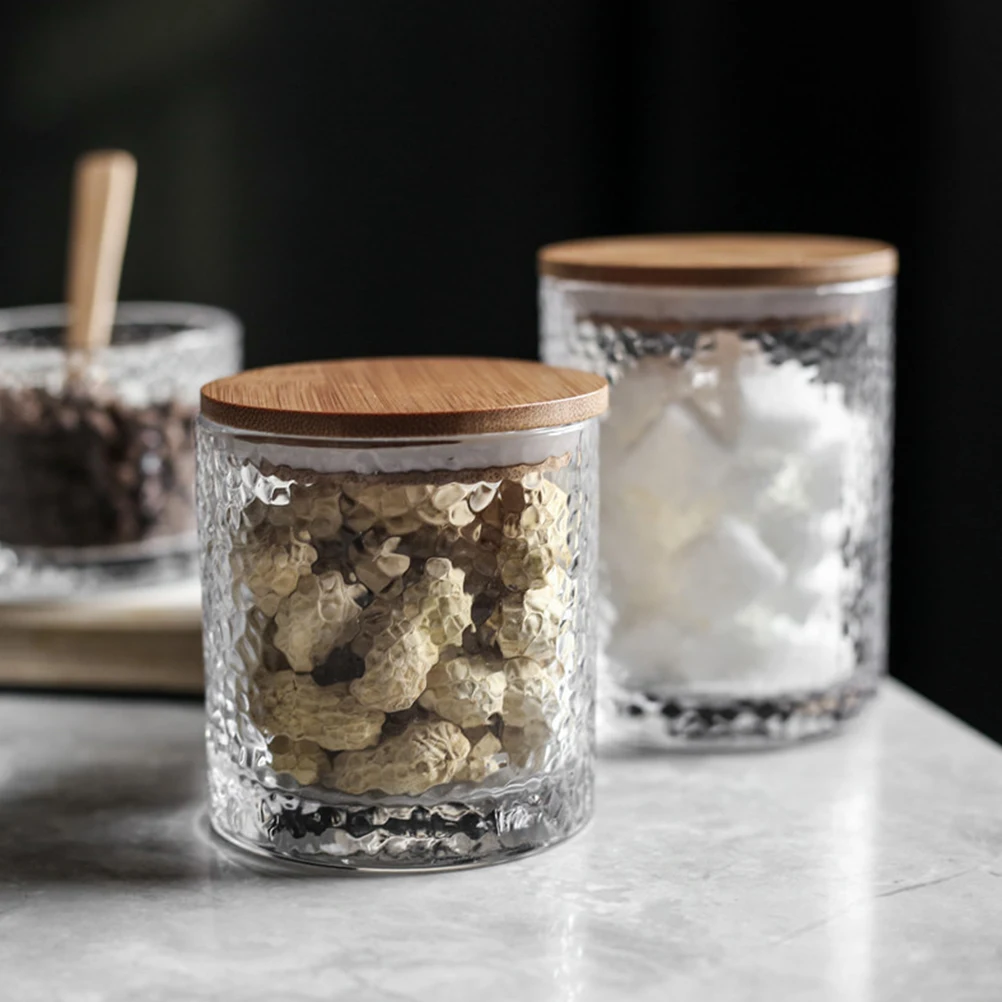 

Glass Airtight Storage Jar with Bamboo Lid Candy Box Coffee Container Dog Treat Holder Kitchen Food Canister Coffee Jar