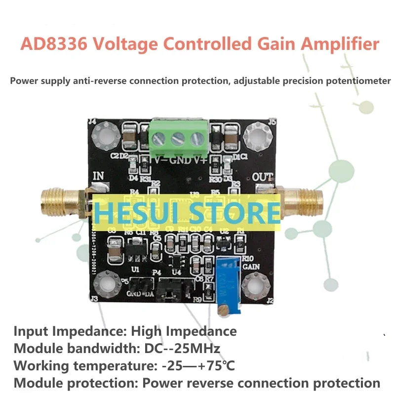 AD8336 Voltage controlled Gain Amplifier module VGA manual/program-controlled gain 60dB wide dynamic gain adjustment