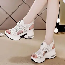 New Fish Mouth Sandals Women's Summer Wedge Heel Thick Sole Beach Shoes Casual Women's Shoes