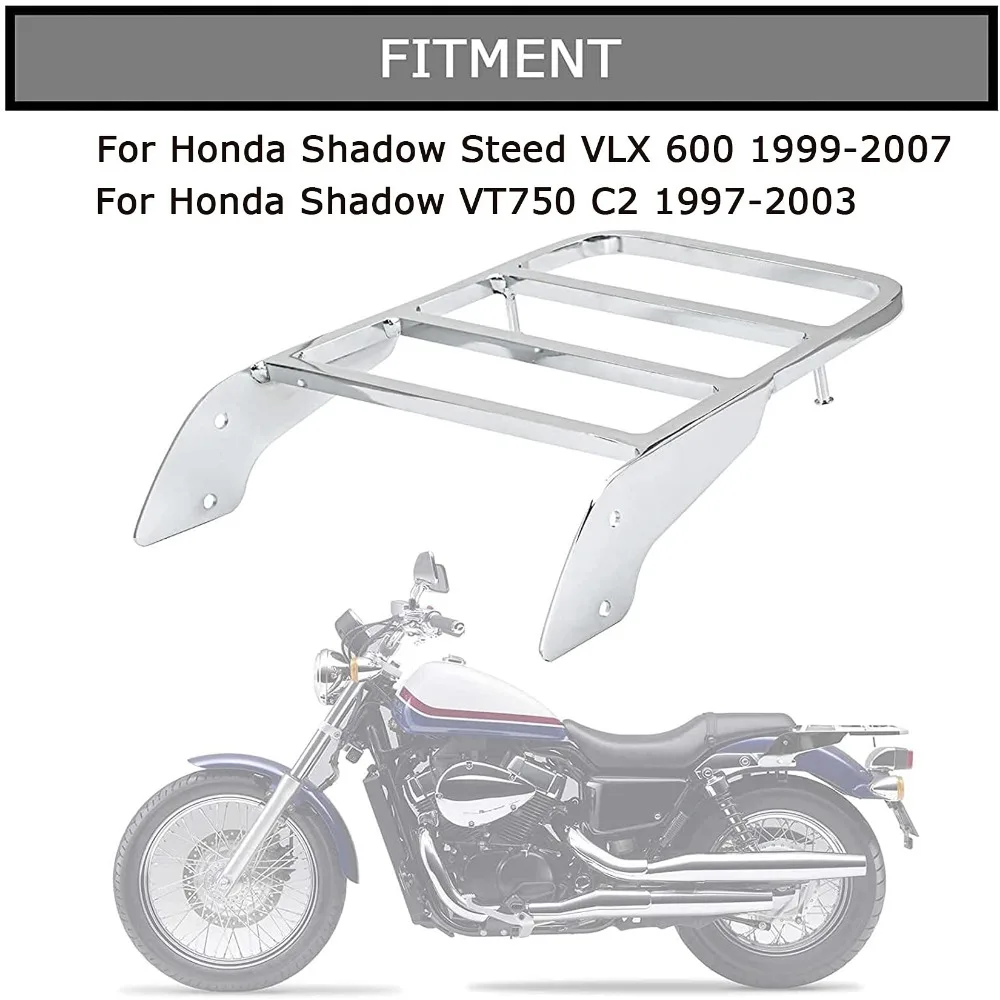 Motorrad Zubehör Hinten Gepäckträger Solo Sitz Sissy Bar Für Honda Shadow Steed VLX 600 99-2007 für Shadow VT750 1997-2003