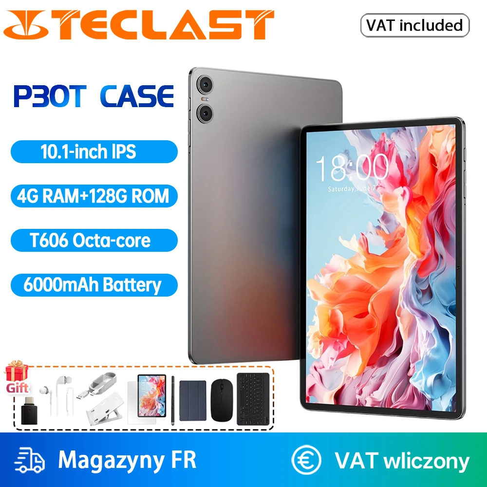 Teclast P30T Hülle 10,1 Zoll Tablet Android 16 Max 12 GB RAM 128 GB ROM T606 8-Core All-in-One Tastatur/Hülle/Maus/Stylus/Kopfhörer