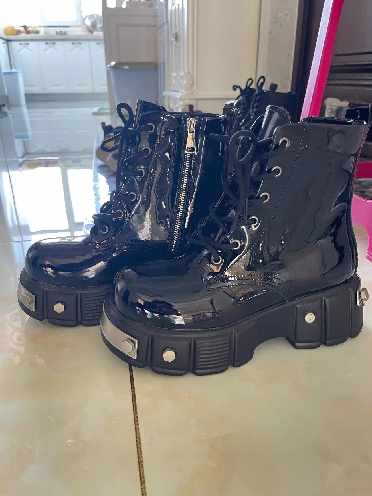 Retro Casual High Boots Unisex Metal Motorcycle Boots Workwear Rock Thick Soled Boots Mens Botas Moto Botas Motociclista