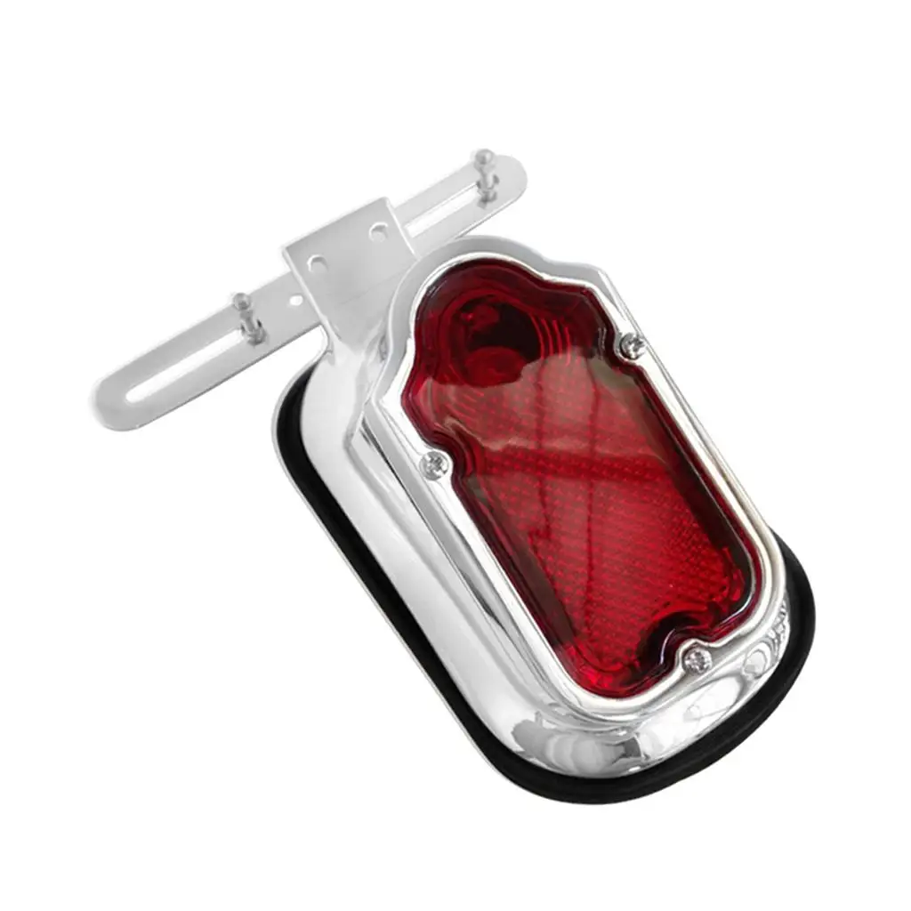 Plastic Motorcycle Chrome Red Tombstone Brake Tail Light For