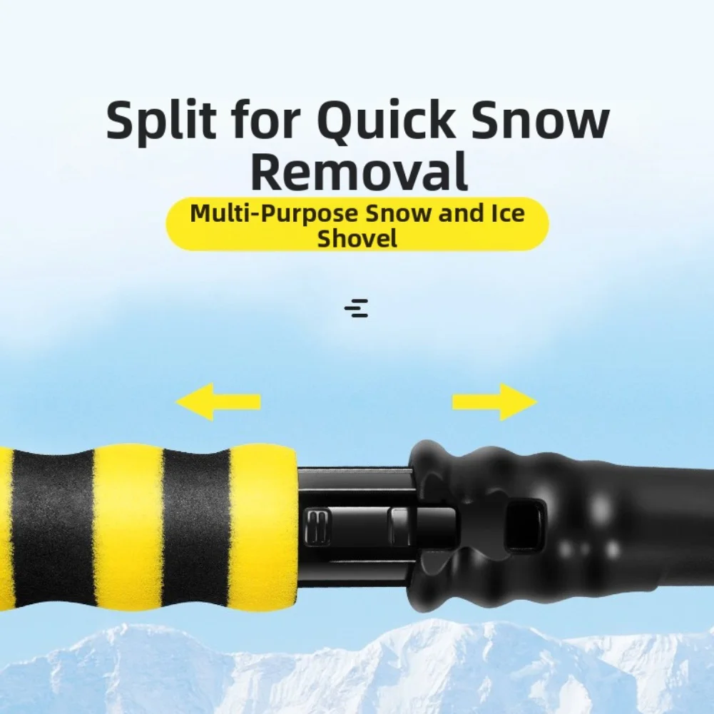 Snow Shovel with Detachable Ice Scraper Ergonomic Handle and Snow Guide for Effective Snow Cleaning and Removal