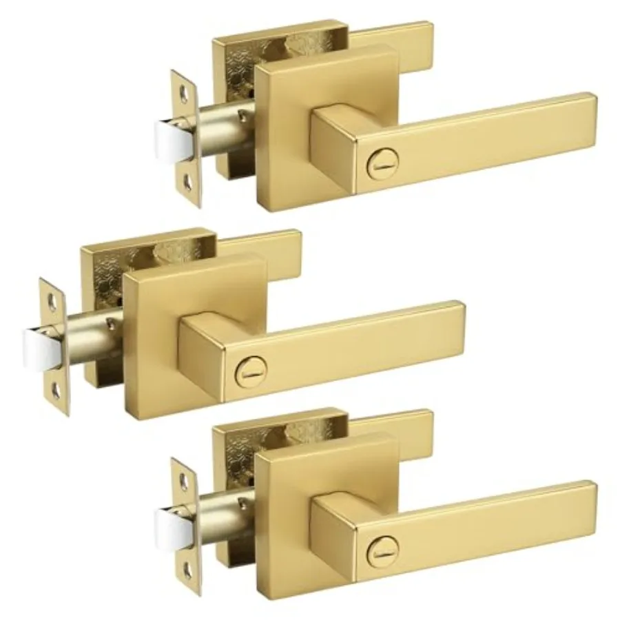 

s Privacy Door Handles Square Keyless Door Handleset Interior Door Knobs Storage Room Bathroom Set No Keys Levers
