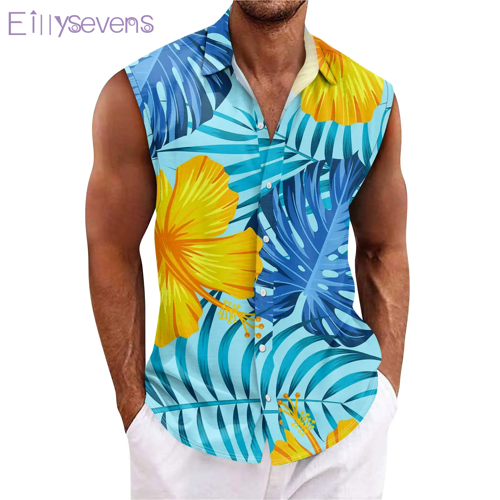 Men's Summer Surfing Beach Tank Top Casual Sleeveless shirt Loose Tank Top Hawaii vest Undershirt Mens Gym Tank top Men's Wear