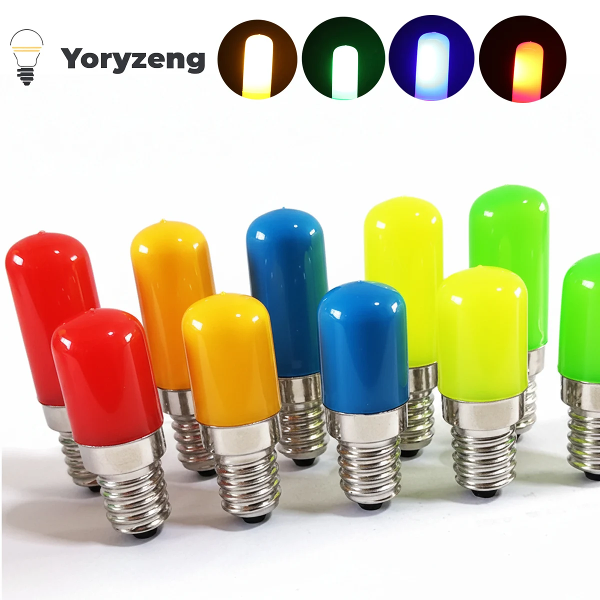 

10 шт. разноцветных мини-ламп T18 E14 E12 LED для холодильника, 2 Вт, красный, зеленый, синий, желтый, холодный и теплый белый свет, AC 85-265В, для морозильной камеры