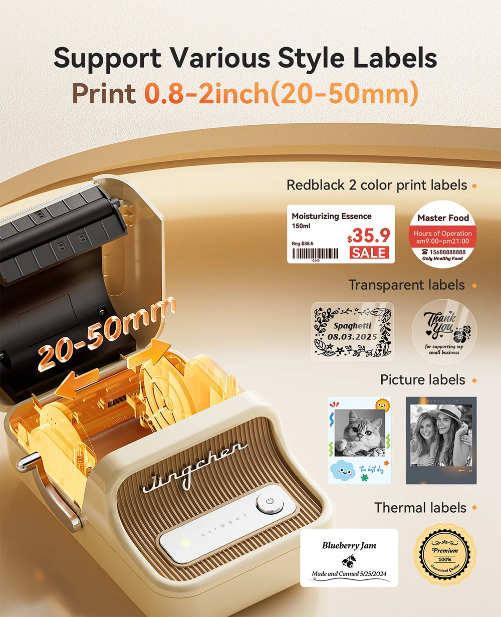 Drukarka etykiet Niimbot B21 Pro, 300dpi, bezprzewodowa, szerokość druku 20-50mm, do zdjęć, notatek, biznesu, domu i biura. — zdjęcie produktu 2