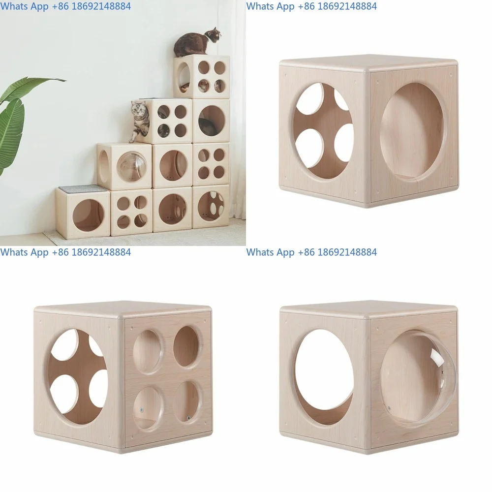 

Wooden Cat House for All Seasons Breathable and Scratch Resistant