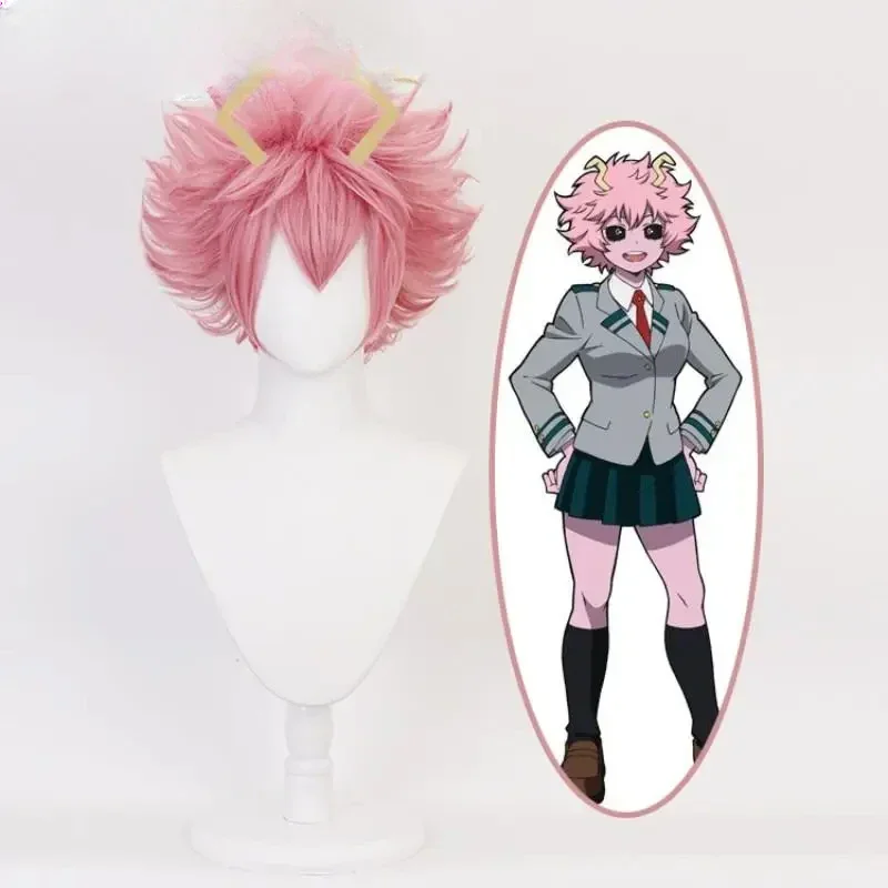 Anime Mijn Held Academie Ashido Mina Cosplay Kostuum Pruik Afdrukken Strakke Pasvorm Jumpsuits Vrouw Sexy Kawaii Halloween Carnaval Set