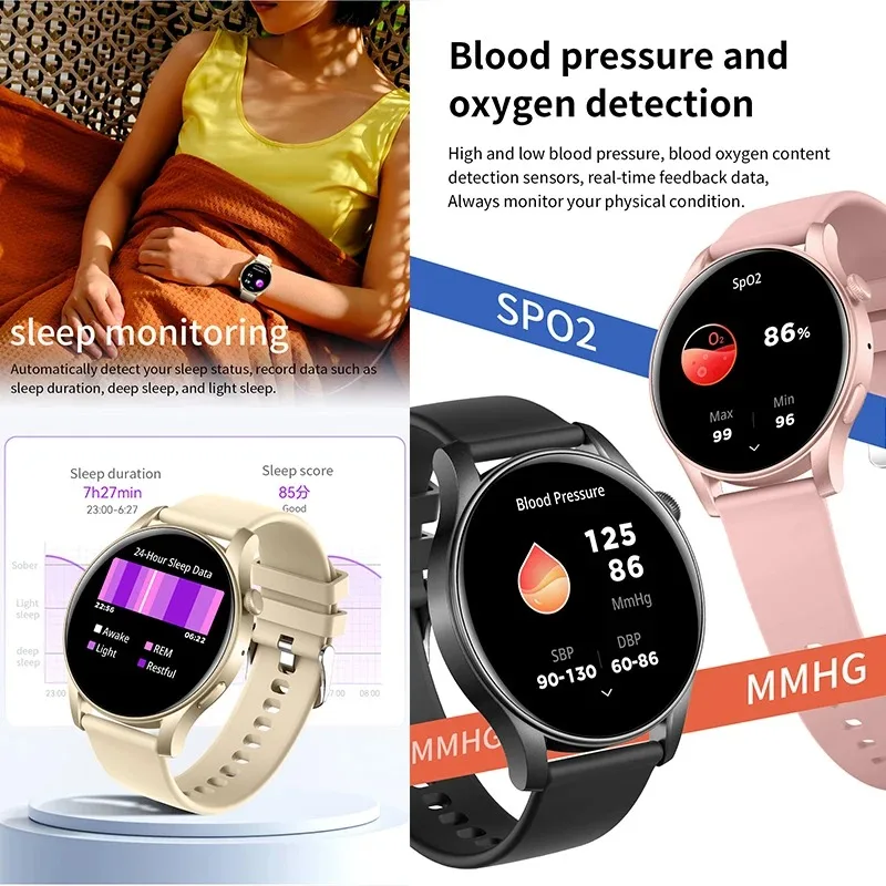 MAOYUAN 2024 New Bluetooth Call Smart Watch for Women and Men with Multi Sport Mode AMOLED Screen Waterproof Couple Smartwatch