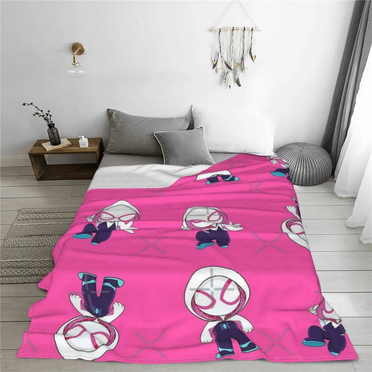 Set Of Little Spider Ghost Gwen Baby Spidey Girl Grl Pwr Cartoon Ghost Spider Blanket Bedspread On The Bed Quilt Bedspread For