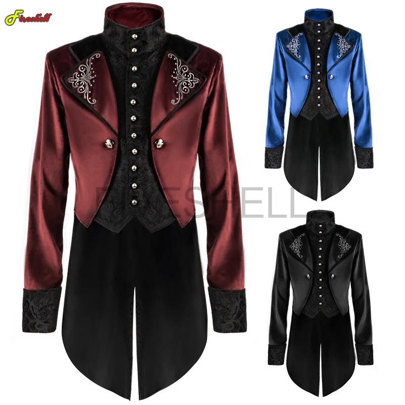 

2022 Men Steampunk Trench Blazer Vintage Prince Overcoat Medieval Renaissance Tuxedo Jacket Victorian Edwardian Cosplay Costume