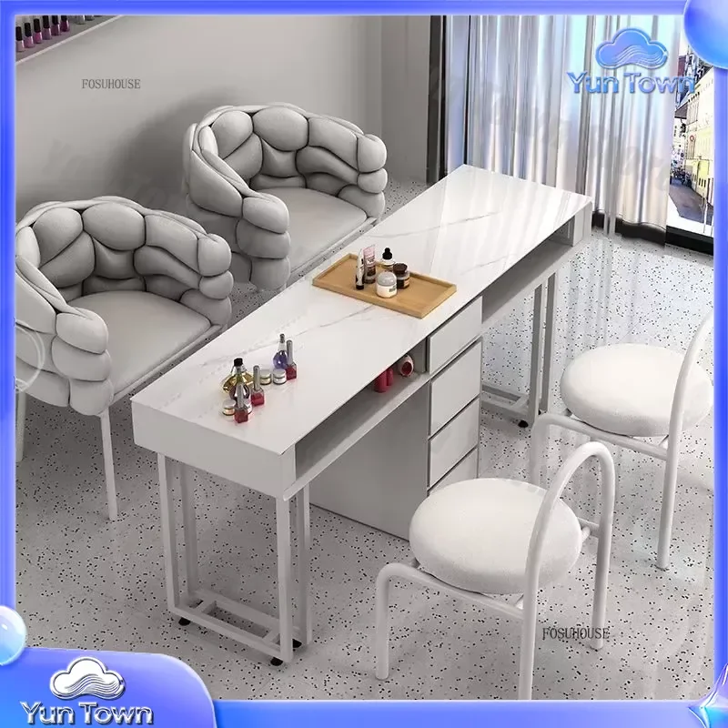 Nordic Cream Manicure Table for Salon Furniture Modern Luxury Desk for Japanese Single Double Nail Tables for Nail