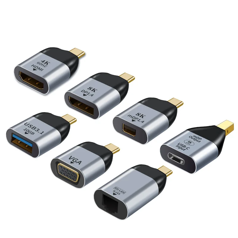 어댑터 usb c to usb hdmi vga mini dp rj45 otg mac accessories for iphone 유형 c 커넥터 pc 노트북 액세서리 ipad 태블릿 전화