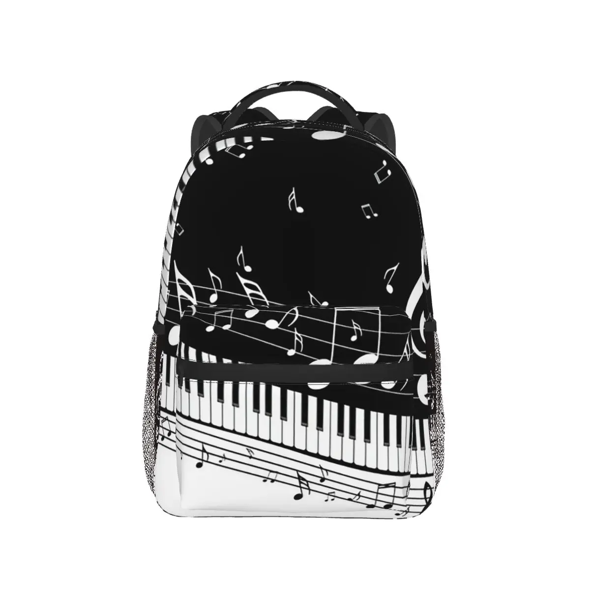 

Black White Piano And Music Note Backpack Hot Sale Daypack Large Capacity Kids BookBag School Bag Shoulder Bags for Men Women