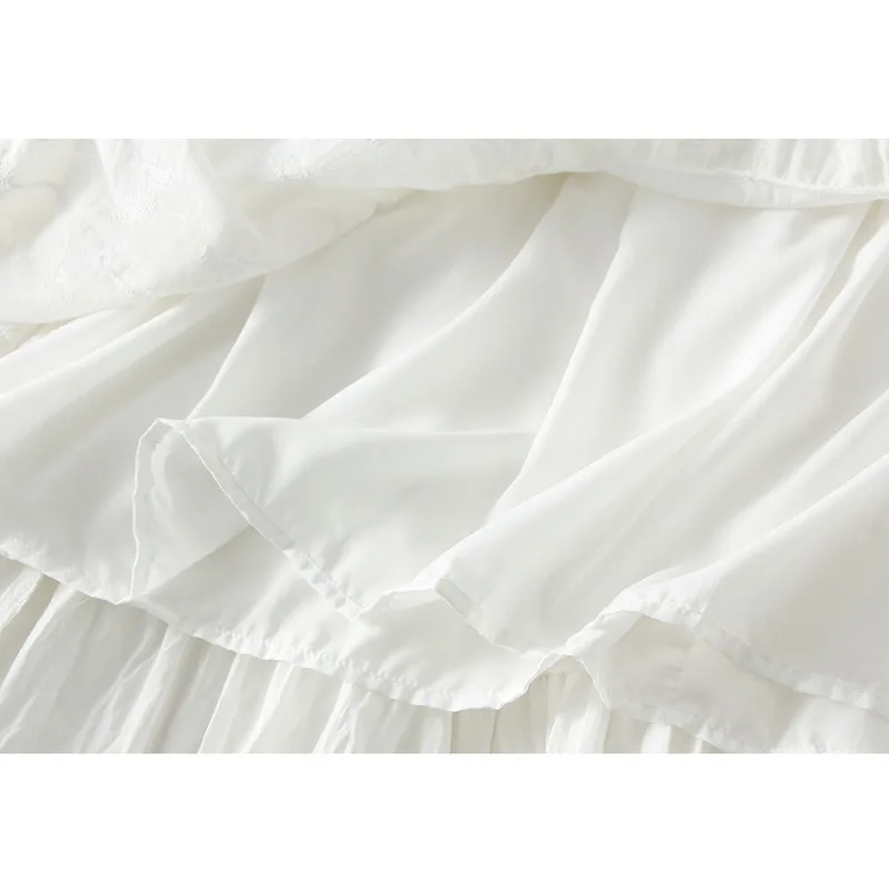 Femmes noir blanc broderie florale a-ligne gâteau jupes 2025 printemps été élégant taille haute lâche Caual Faldas