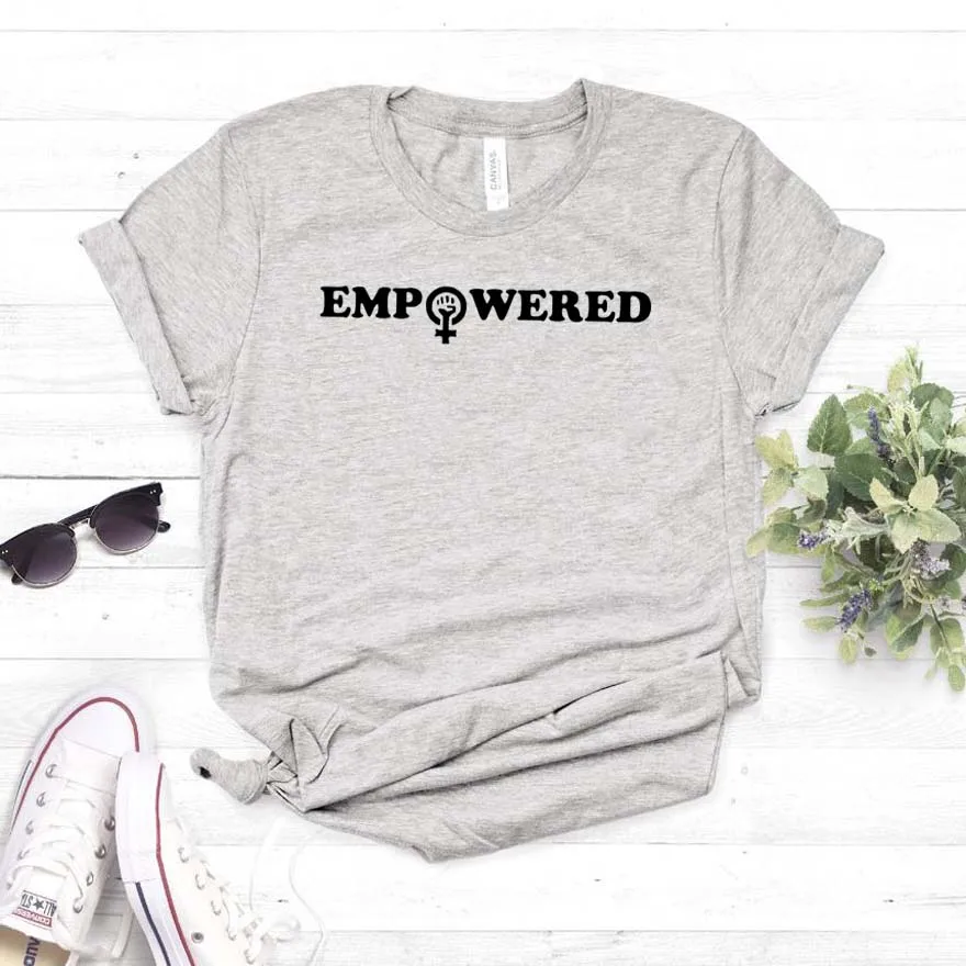 

Ladies Summer Causal Tee Shirt Tops Women T Empowered Feminist Print Tshirt Short Sleeve O Neck Loose T-shirt