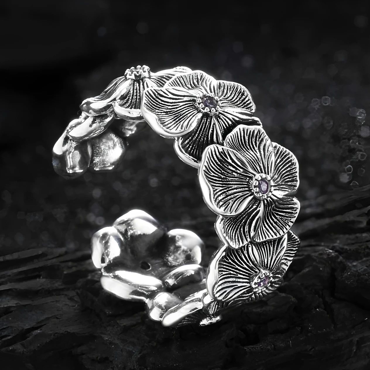 Women's 925 Sterling Silver Flower Shell Geometric Ring