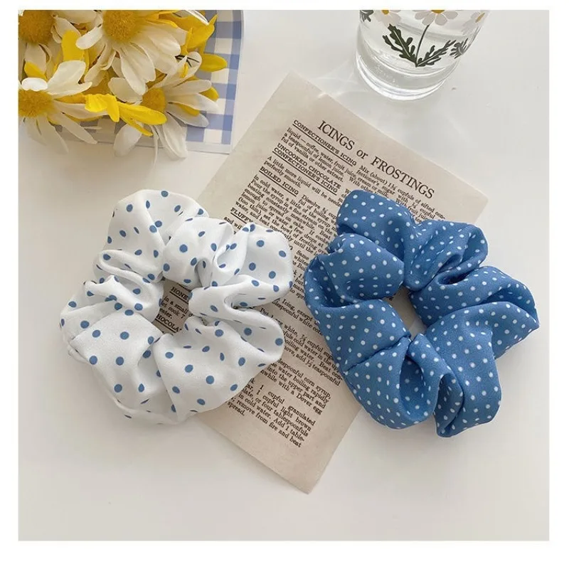 Sunny Fresh Mojito Blue Scrunchies Floral Plaid Polka Dots White Hair Ropes Ties College Young Girls Hair Accessories Headband